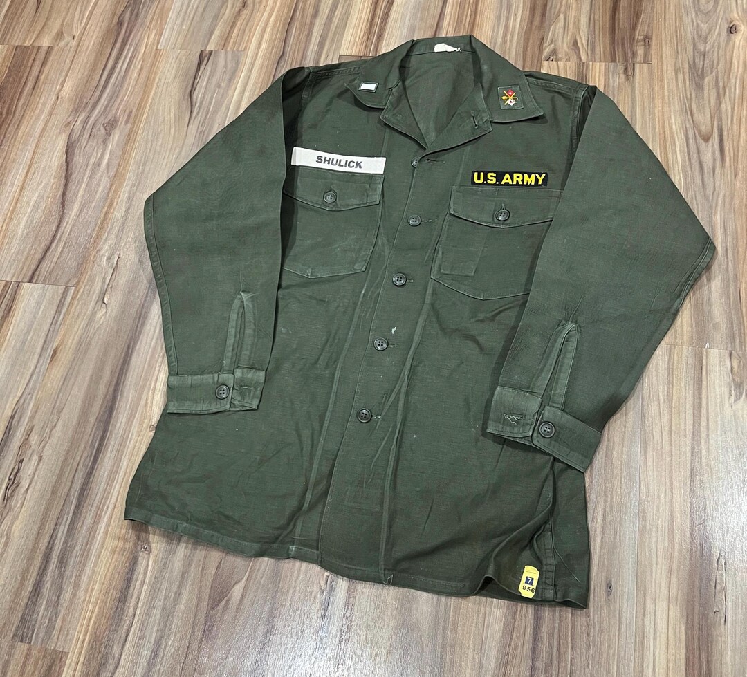 M/L Vintage 60s US Military Army Vietnam War Long Sleeve Cotton Og