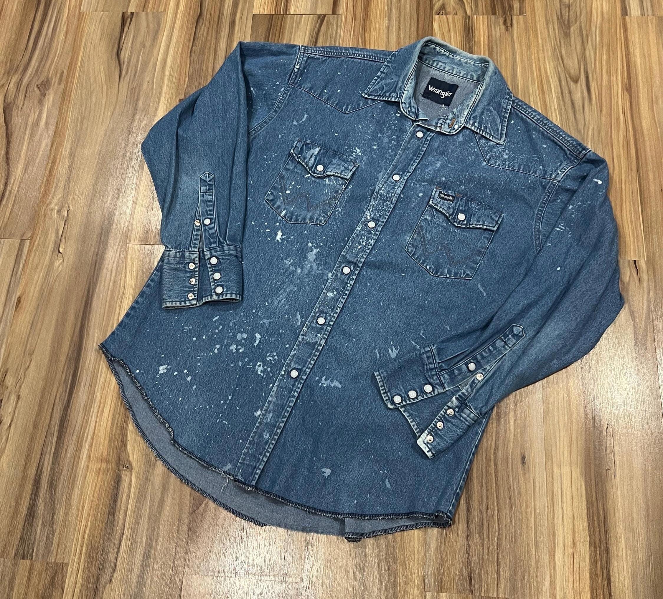 【AAKE】SNAP BUTTON ♡ DENIM Vintage Dakota Denim Snap Button Shirt - Etsy