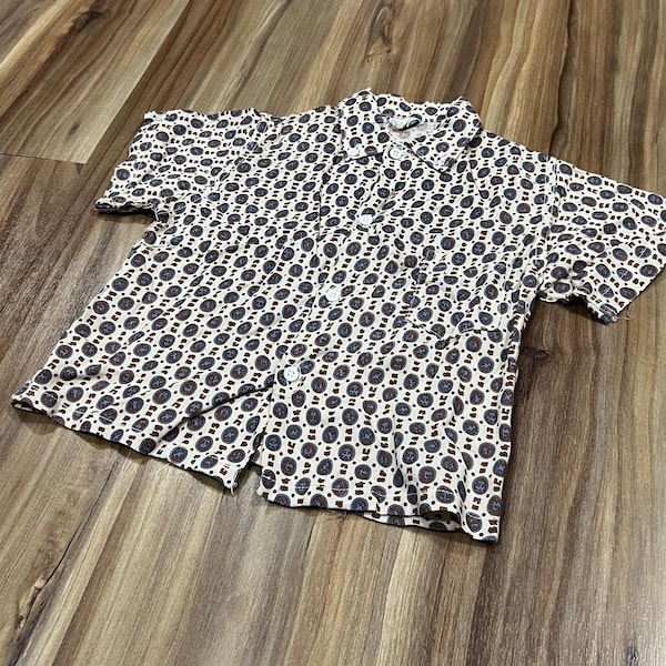 Vintage 50s 60s Kids Children’s Rayon Button Up Boys Shirt by Hi-Line