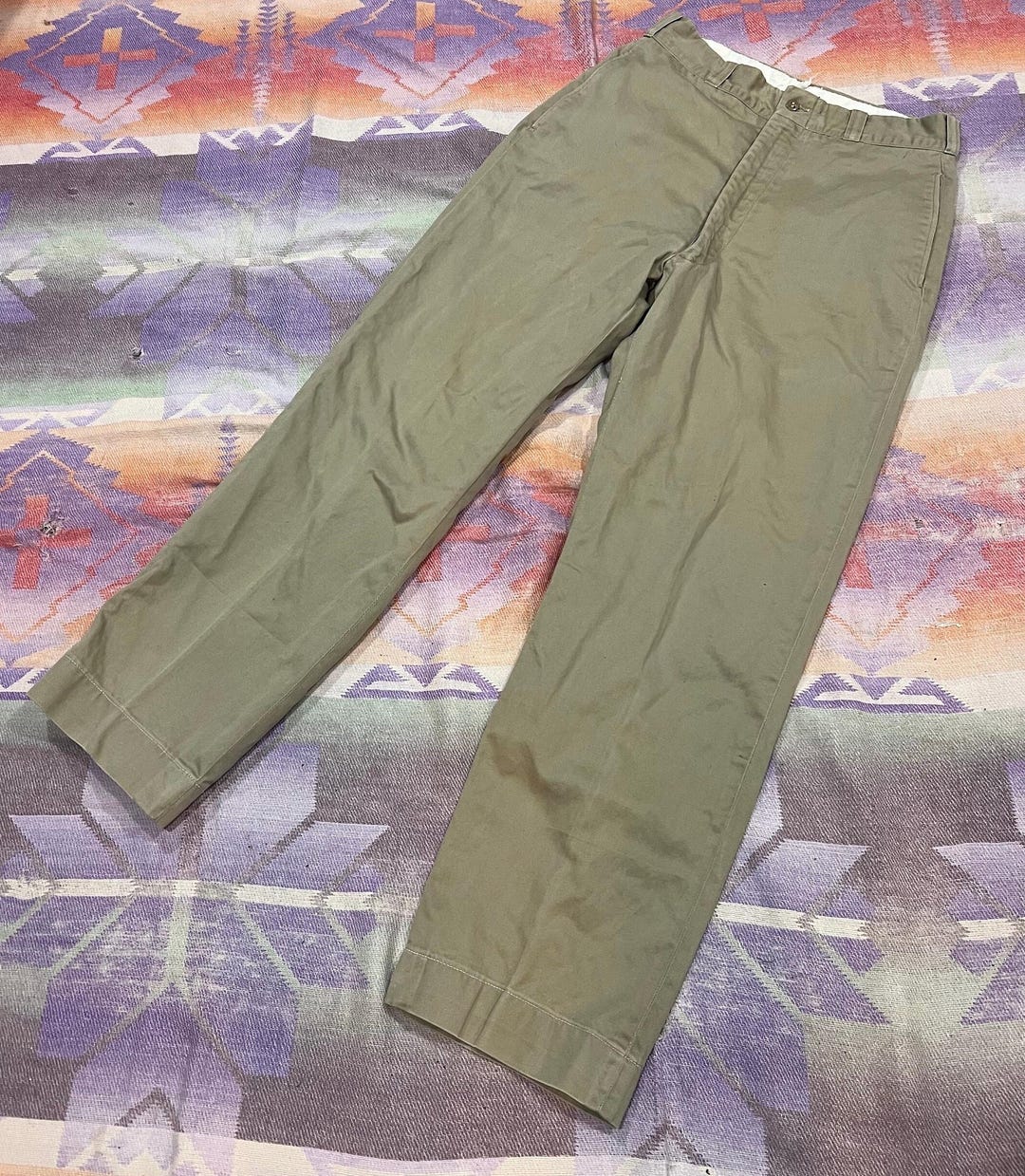27x28 Vintage 60s US Military Khaki Chino Trousers Officer
