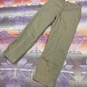 パンツ 60s army trousers chino 33x31 Vintage 60's Army Issue Khaki Chino Twill Zip Fly Pants Sz