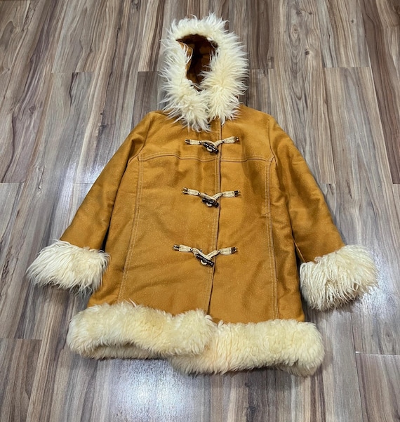 Large Vintage 70s Pennylane Jacket W/ Faux Fur Trim Hooded W 