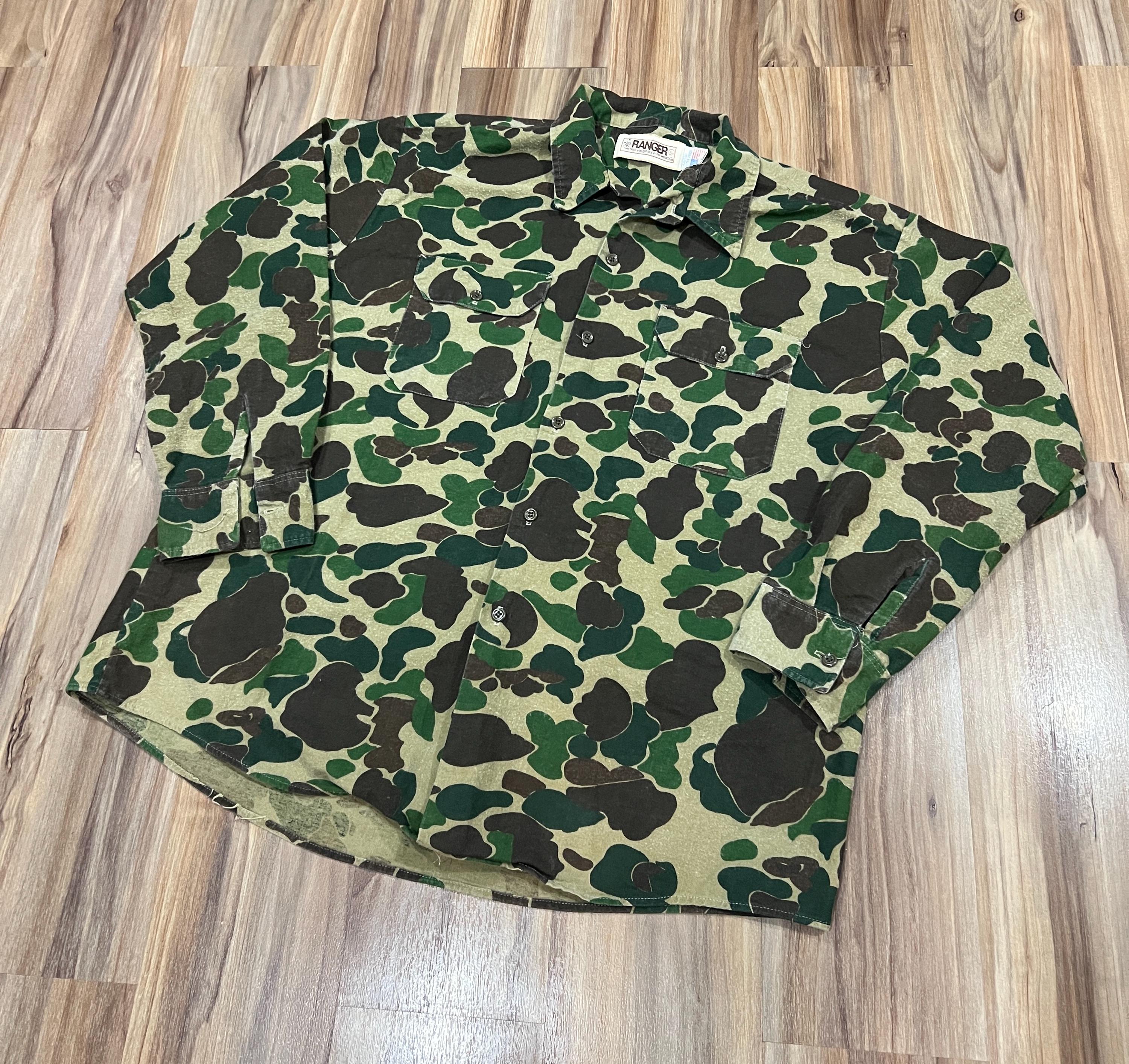 XL ヴィンテージ 80年代 ダックカモ 迷彩柄 シャモアクロス フランネル