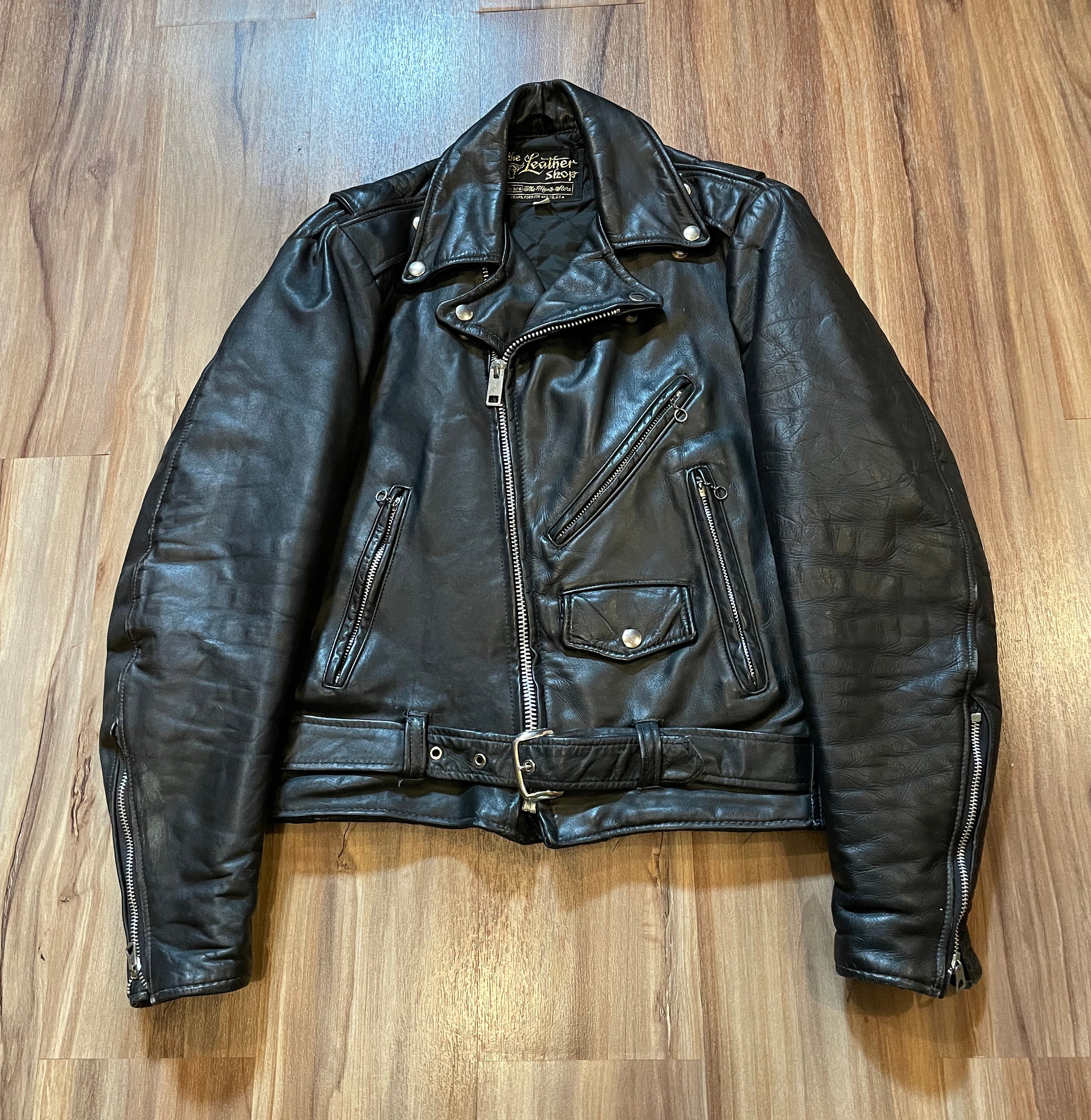 LaBombaVintage 1950s Mens Black Leather Jacket