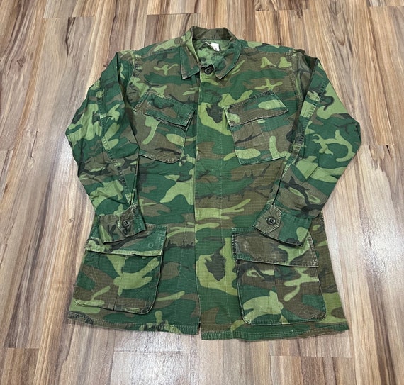 Small Regular Vintage 1969 ERDL Camo Slant Pocket Stencil Usmc 