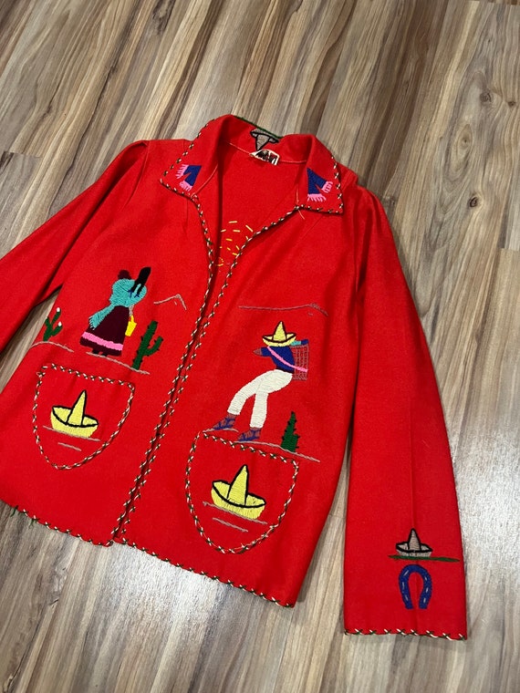 Small Vintage 50s 60s Lopez Mexican Souvenir Tourist Wool Hand 