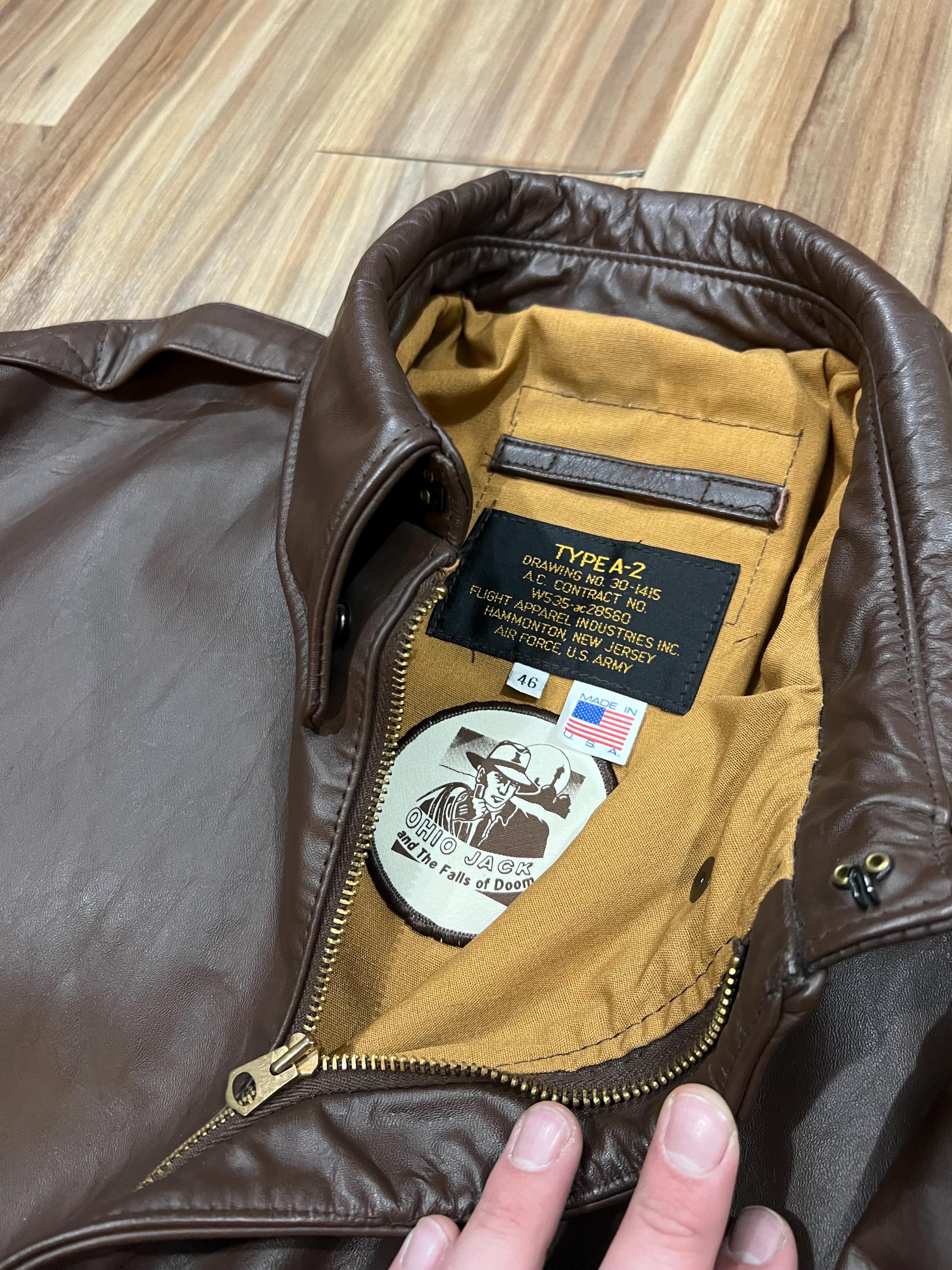 Large/ XL Vintage 80s A-2 Military Air Force Leather Jacket by