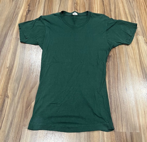 XS / Small Vintage 60s Brent Blank Faded Forest Green Cotton T 