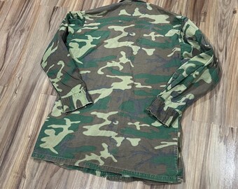 Small Regular Vintage 1970 ERDL Camo Slant Pocket Class 2 Poplin