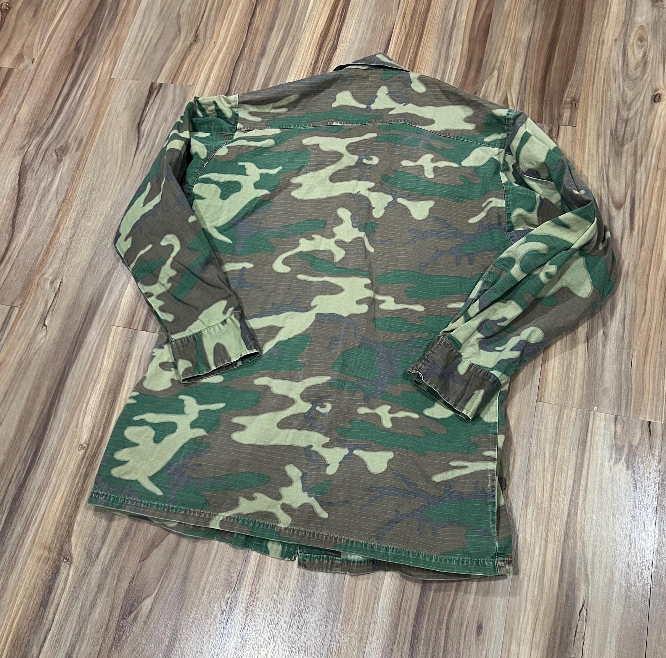 Small Regular Vintage 1970 ERDL Camo Slant Pocket Class 2 Poplin