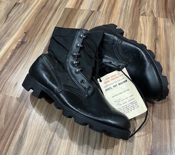 10W Vintage 70s 80s US Military Black Combat Leather Jungle Boots