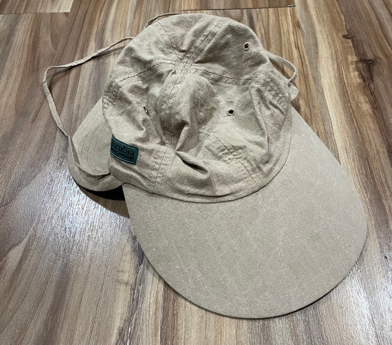 Small Vintage 90s Columbia Fly Fishing Long Bill Hat Cap Beige Khaki Cotton  USA Made -  Hong Kong