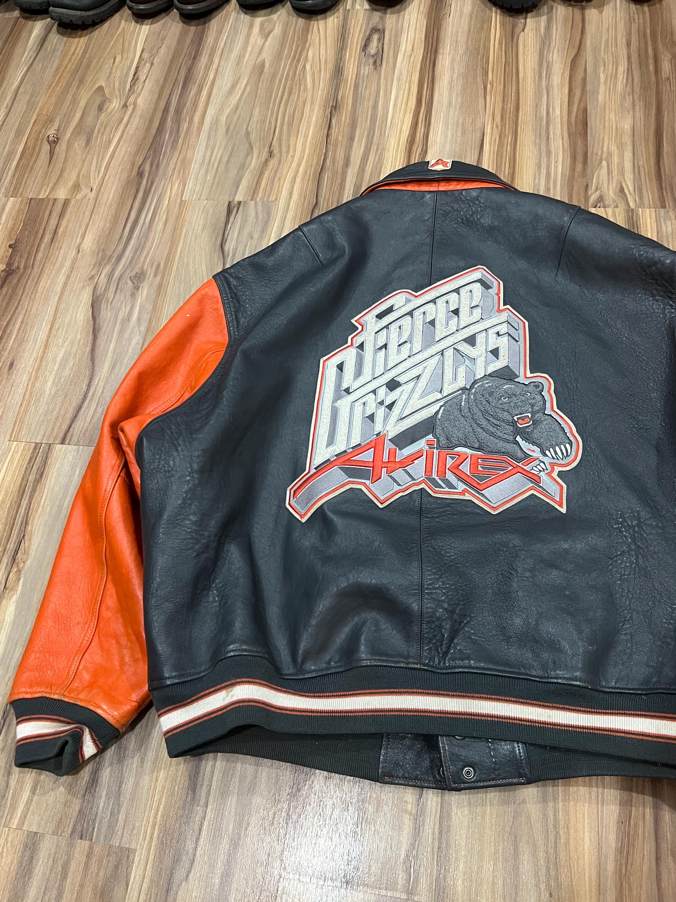 Vintage Leather Avirex Jacket Orange/ Grey Fierce Grizzly's 6XL