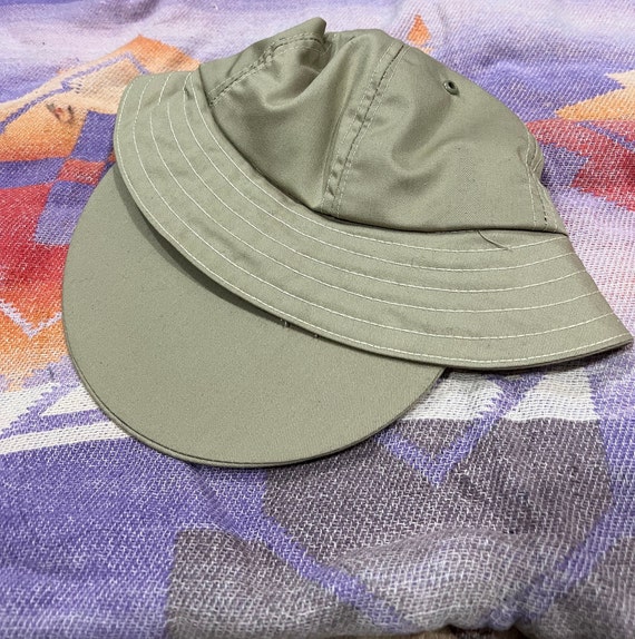 7 1/8 Vintage 40s 50s Fishing Wide/ Long Brim Bill Hat Khaki