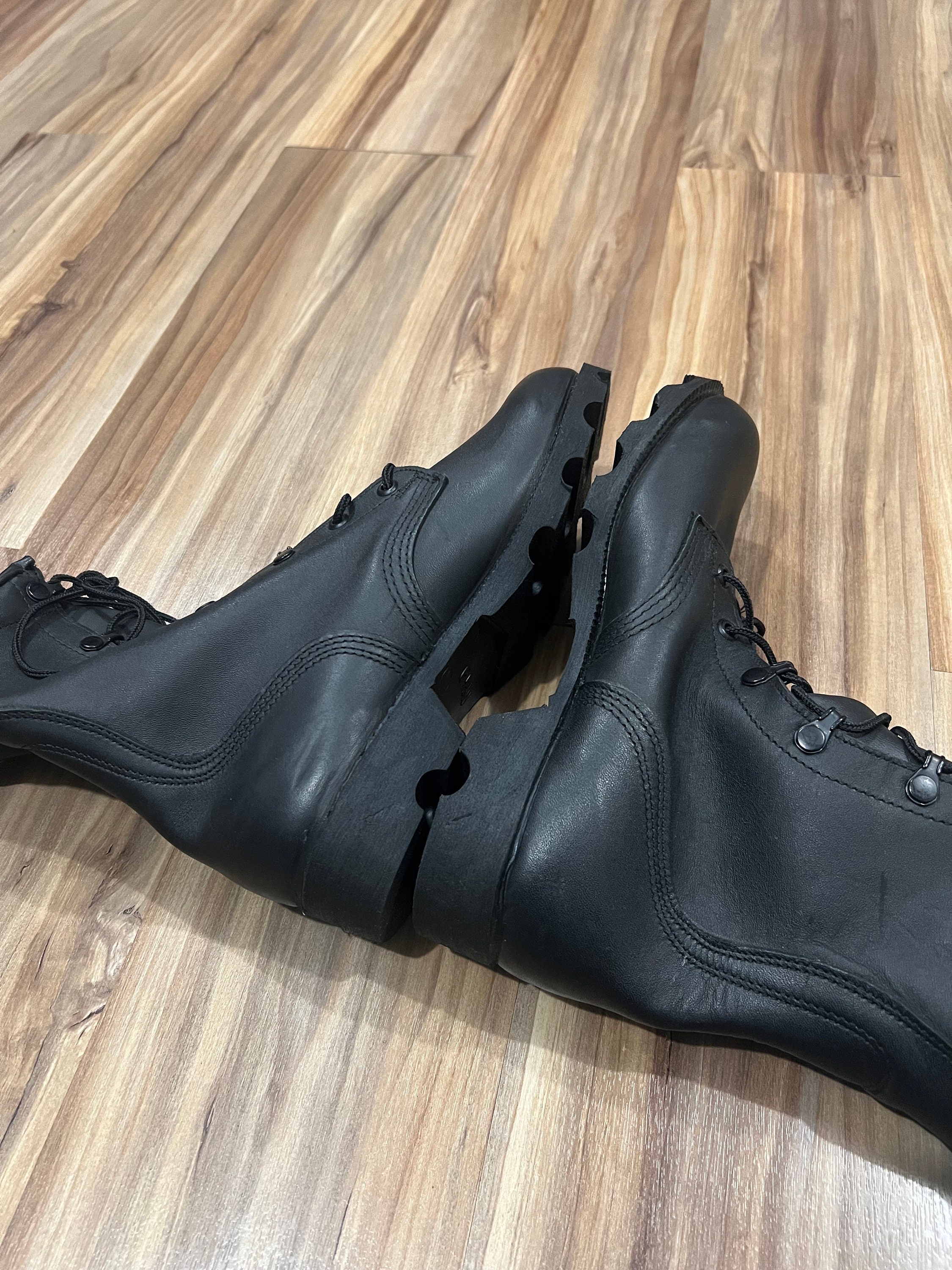6.5W Vintage 90s US Army Combat Military Boots Black Leather  display picture 1