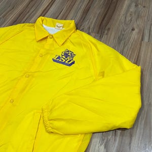 XL Vintage 80er Jahre Chalkline LSU Tigers Gelb gefütterte Nylon Windbreaker Jacke Louisiana State