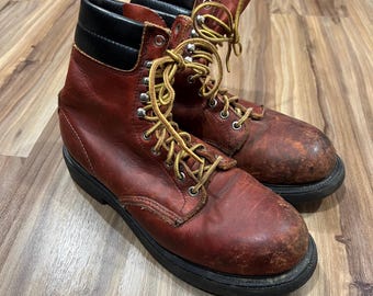 8.5D Vintage 80s Red Wing Irish Setter Moc Toe Boots Brown Patina
