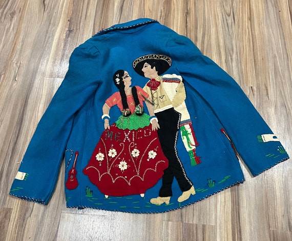 XS Vintage 50s Mexican Souvenir Tourist Wool Hand Embroidered 