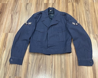 Giacca Ike in lana, vintage, anni '60, stile militare, blu, dell'aeronautica militare statunitense, anni '40, verde Eisenhower, seconda guerra mondiale