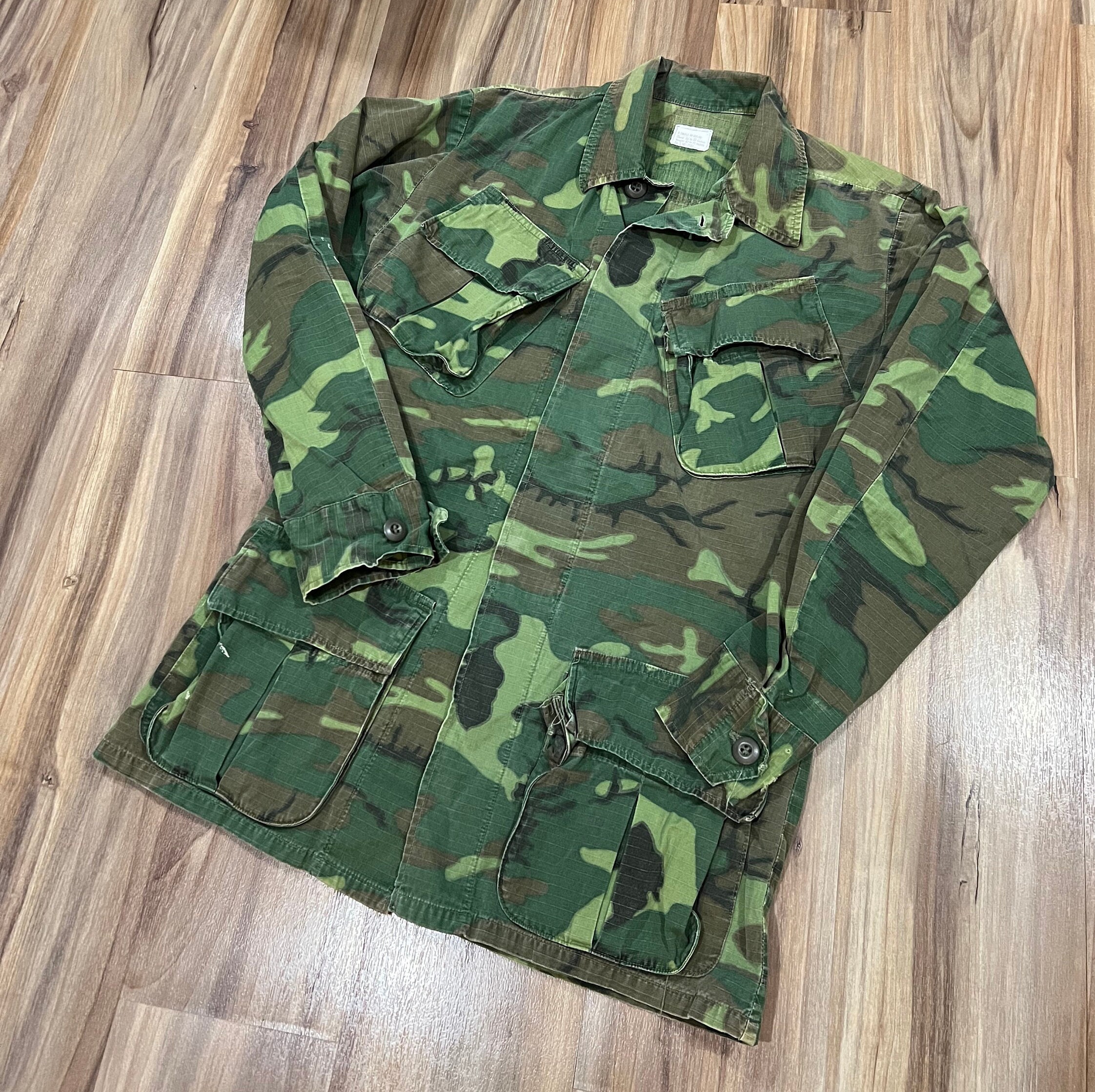 X-small Regular Vintage 1970 ERDL Camo Slant Pocket Class 2 Poplin