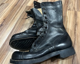 7R Vintage 60s Vietnam Era Black Combat Leather Cap Toe Boots US Army Mens Size 7 Endicott Johnson Etsy