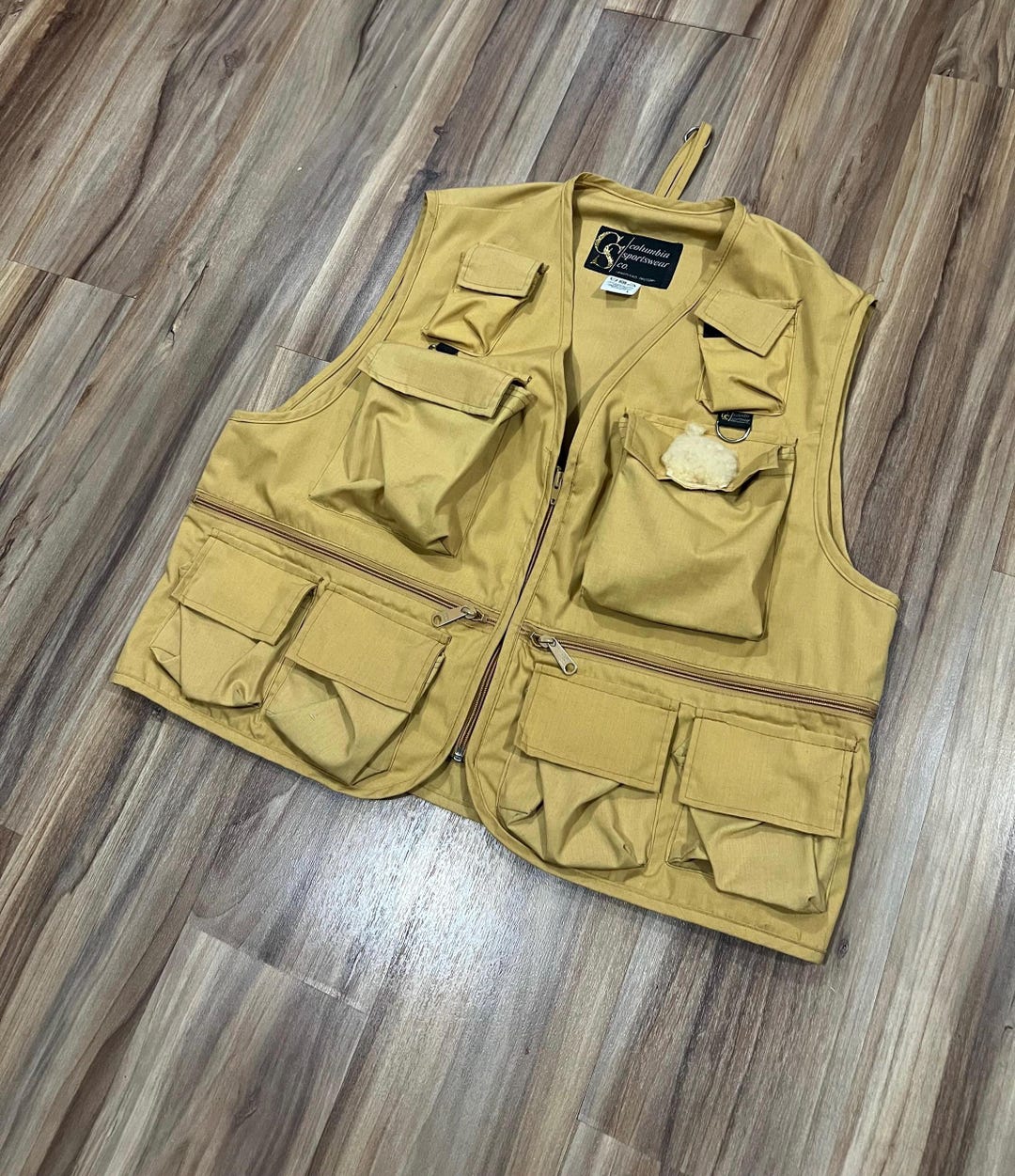 Large Vintage 80s Columbia Fly Fishing Vest W/ Many Pockets Tan Beige ...