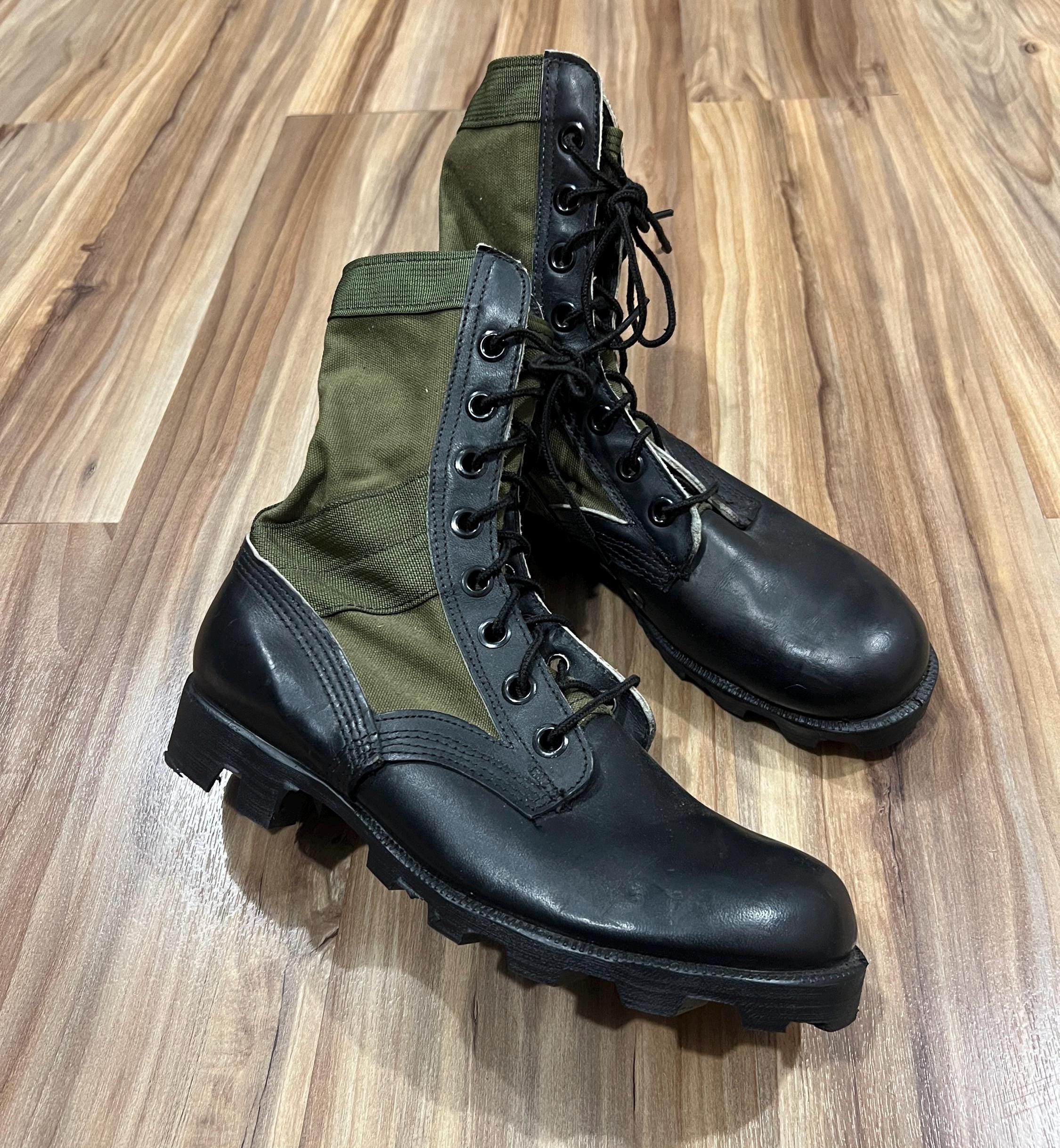 Sz 6.5 R Vintage Jungle Combat Fatigue Boots Original 