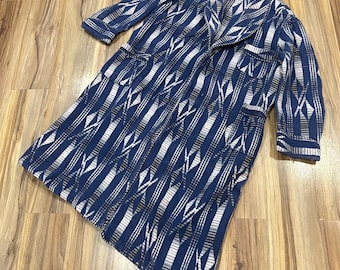M/L Vintage anni &#39;30 &#39;40 Beacon Ombré Robe House Coperta Cappotto Cotone Incredibile modello Blu USA Made