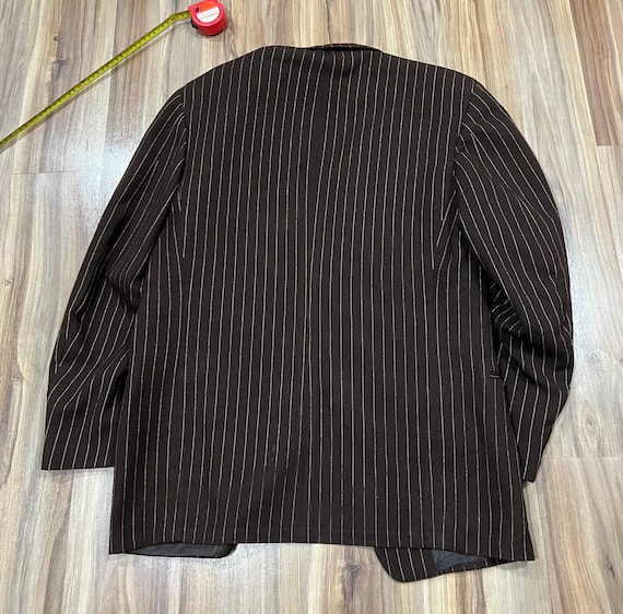 Vintage 40s Brown Wool Pinstripe Suit Coat Jacket… - image 2