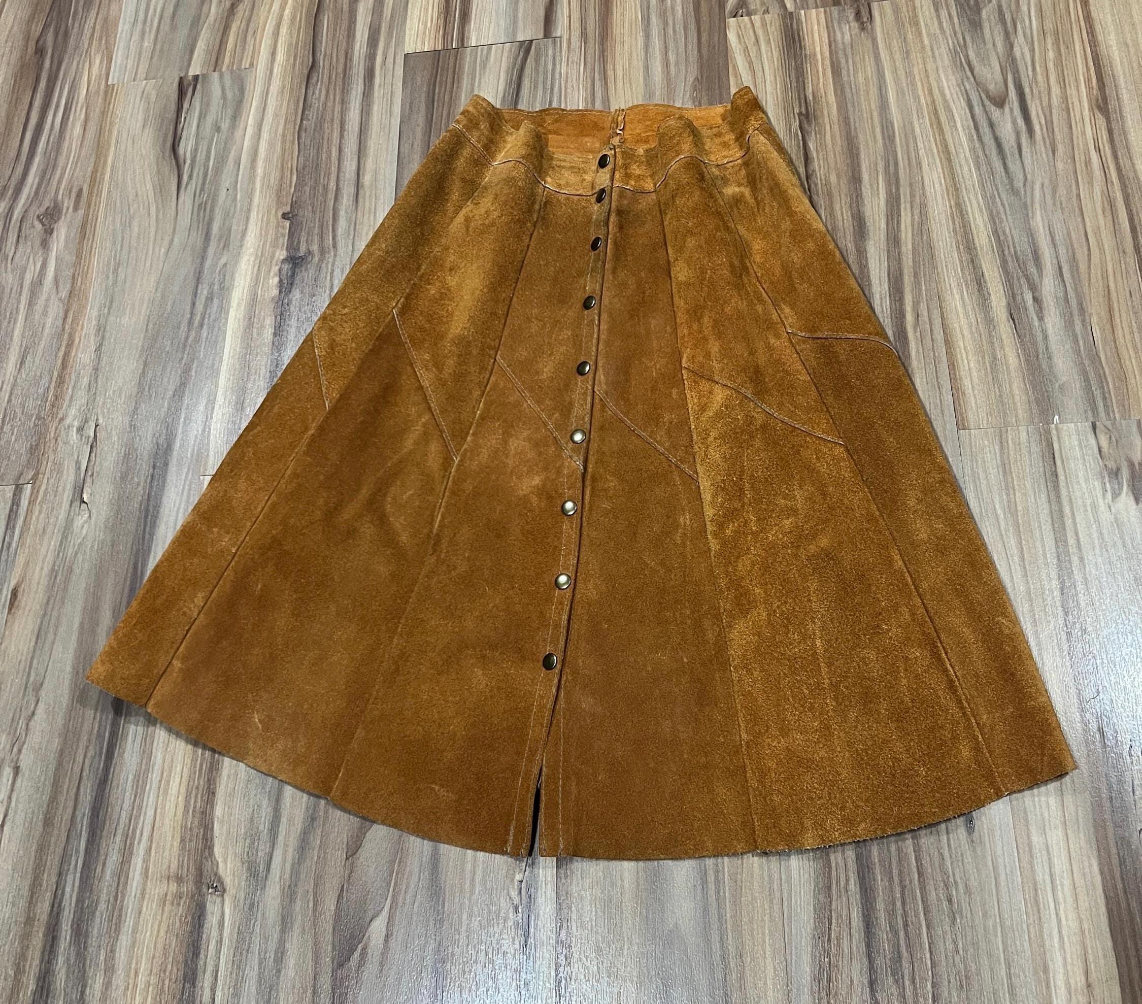 Jupe En Cuir Patchwork à Enroulement Deux Tons 24 Ans - Taille S - Parfait état