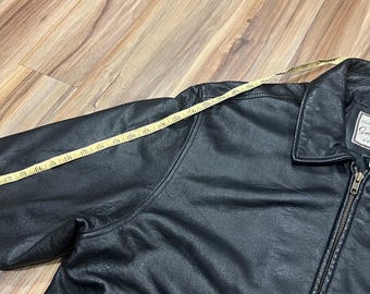 Large Vintage 90s GAP A-2 Style Bomber Black Leather Jacket