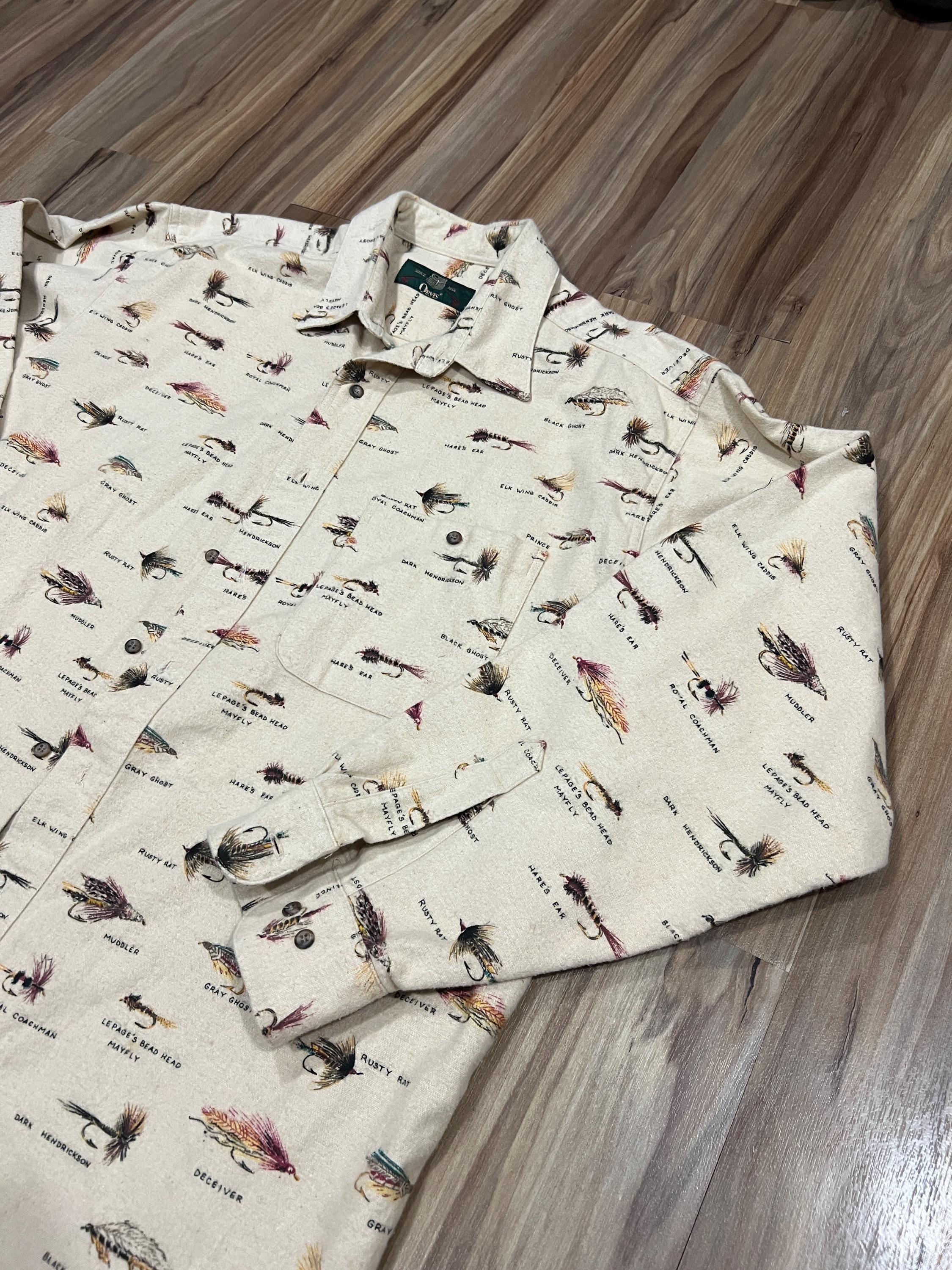 XL Vintage 90er Jahre Orvis Fliegen Angeln Lure Chamois Cloth Stoff Flanell Shirt USA Made