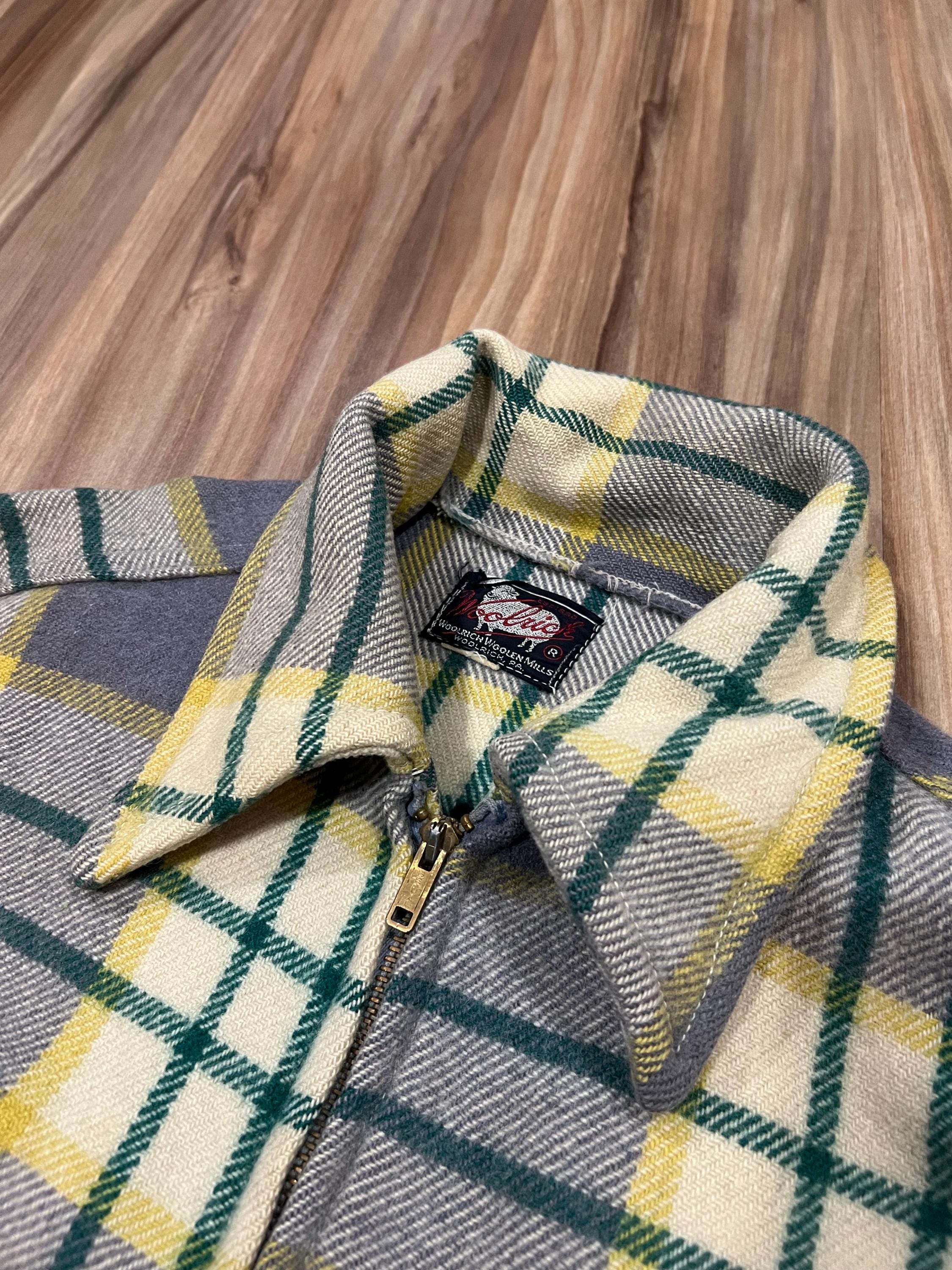 Medium Vintage 40s Woolrich Wool Zip up Jacket Shirt Green