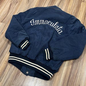 Small Vintage 50s Corduroy Varsity Stadium Jacket Immaculata Chainstitching & Patch