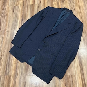 Vintage 50s 60s Double Breasted Pinstripe Wool Suit Coat Jacket Blazer Navy Blue by Juster’s Minneapolis