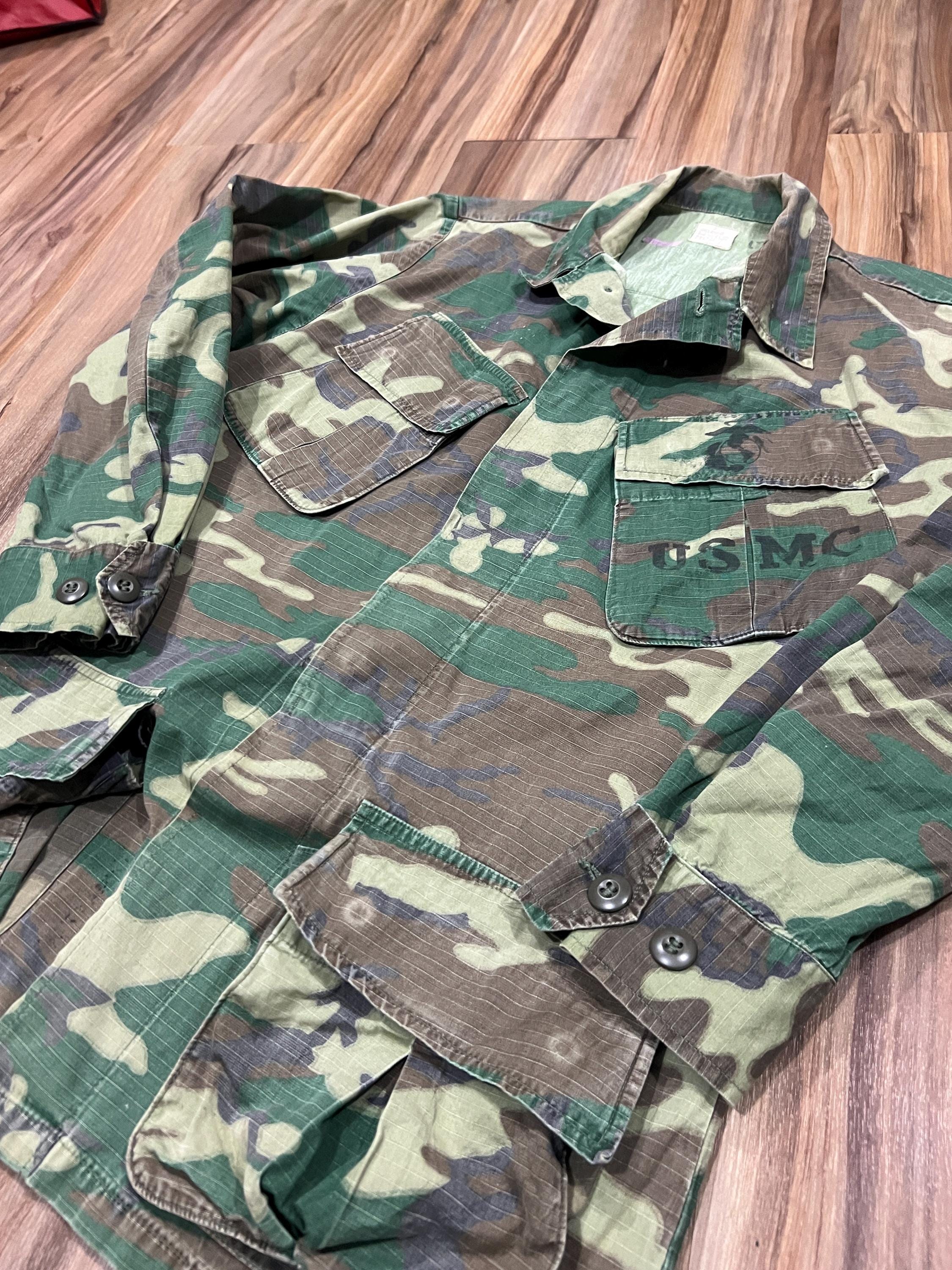 Small Regular Vintage 1970 ERDL Camo Slant Pocket Class 2 Poplin