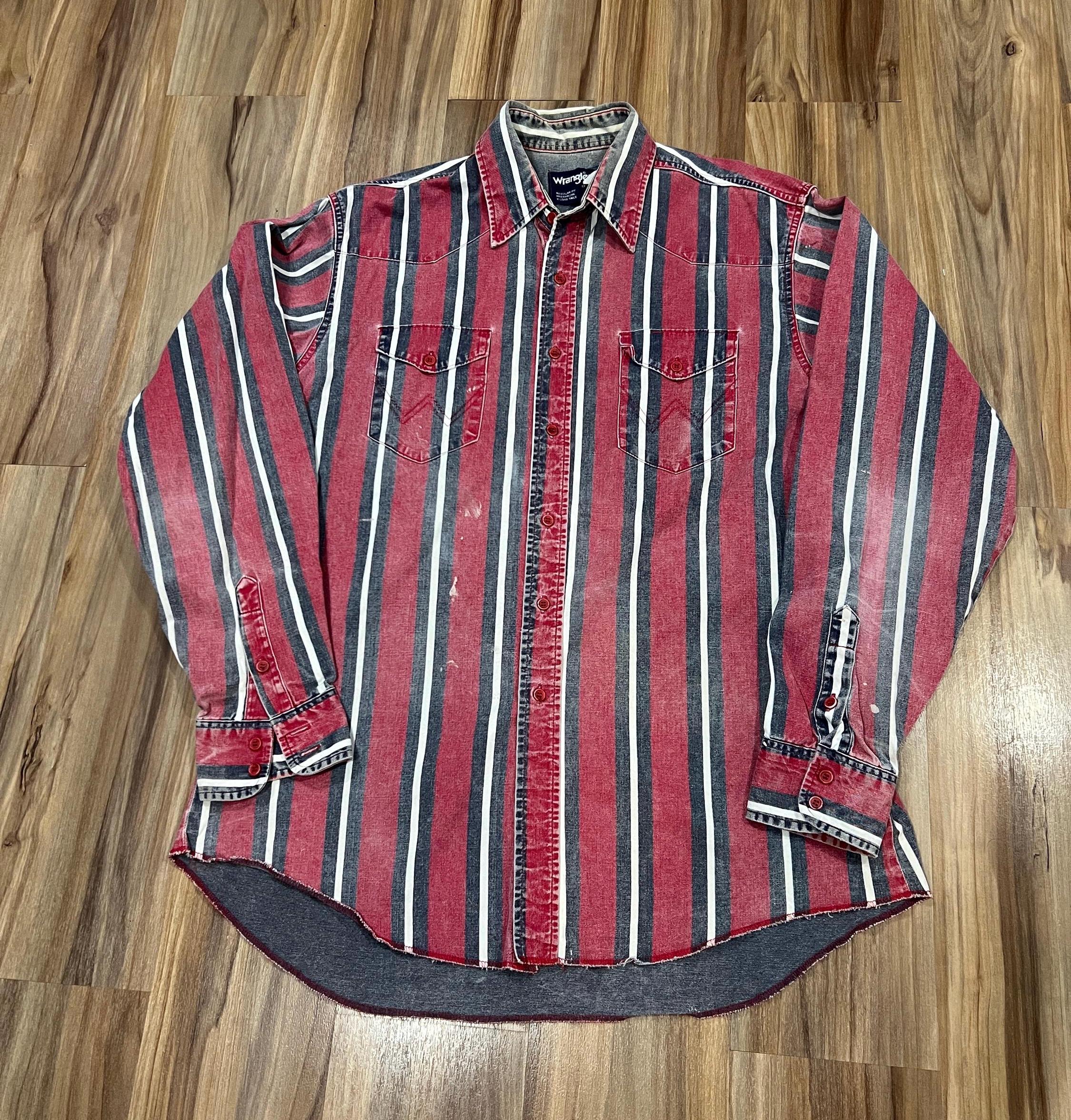 L/XL Vintage 90s Wrangler Brushpopper Multi Color Striped Western