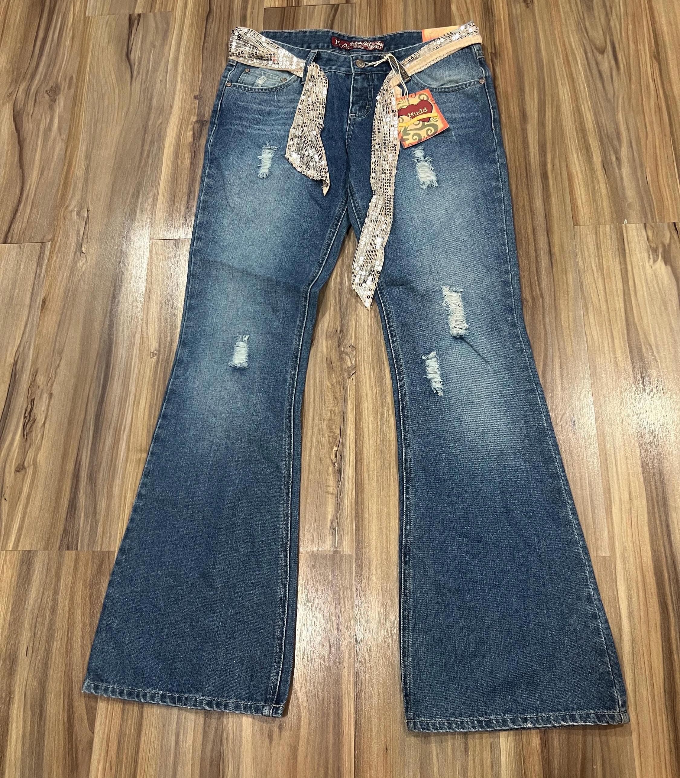新品 ヴィンテージ Y2K マッド ローライズ フレア ベルボトム ジーンズ 