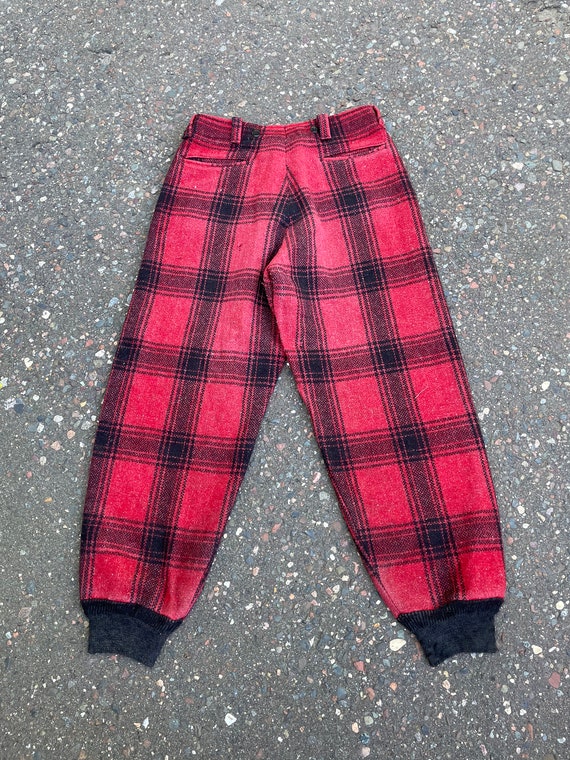 30x29 Vintage 40s Buffalo Plaid Red/ Black Wool H… - image 7