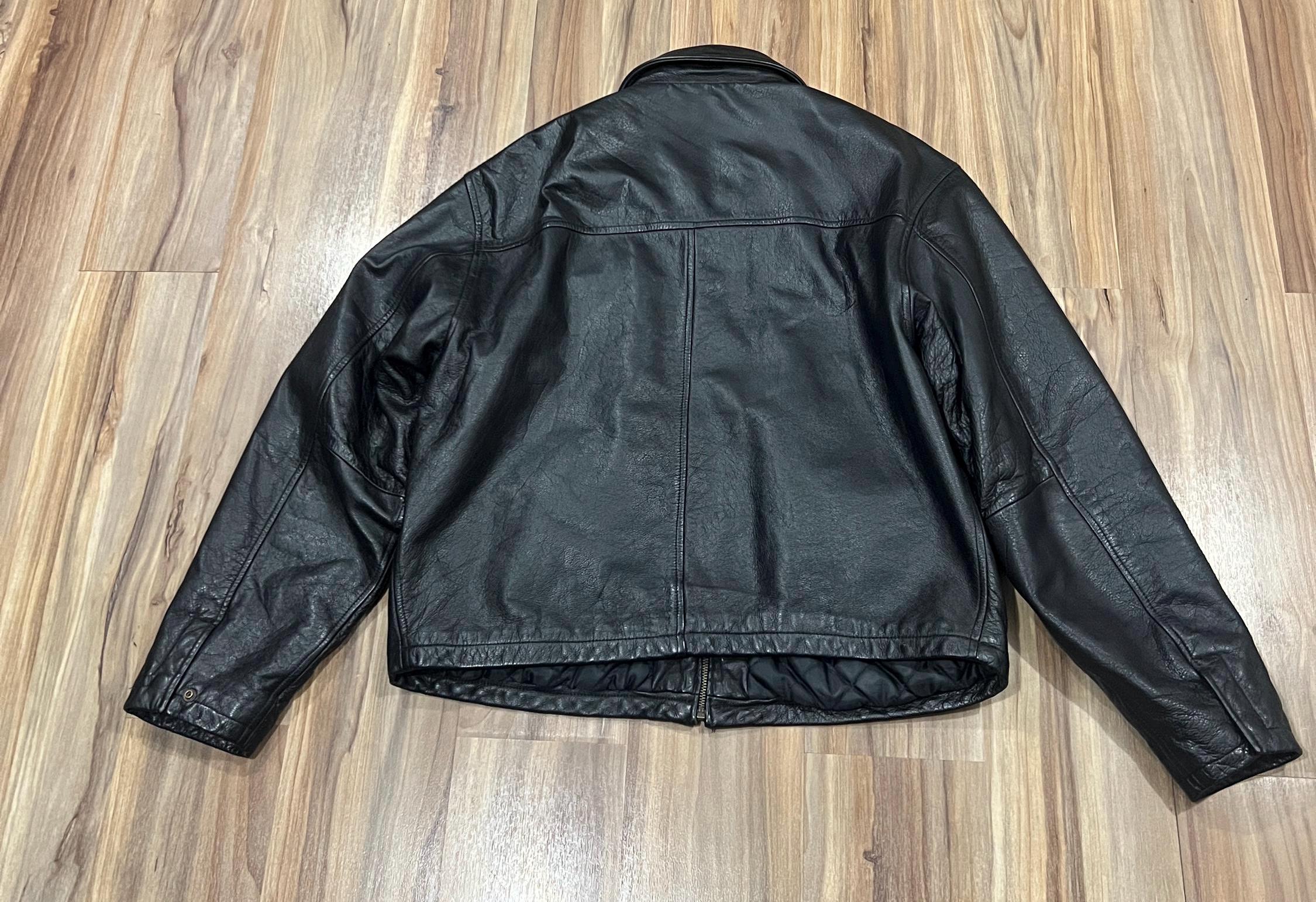 Large Vintage 90s GAP A-2 Style Bomber Black Leather Jacket