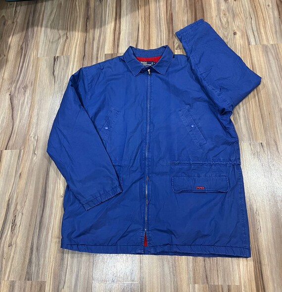 Large Vintage 90s Polo Ralph Lauren Blue & Red Co… - image 1