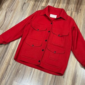 Vintage 70s Filson Red Wool Women's Mackinaw Cruiser Button up USA