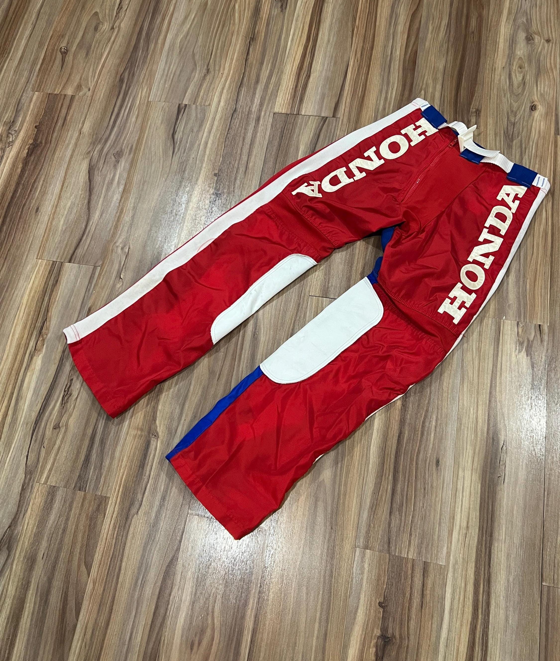 Medium Vintage 70s 80s Honda Motorcycles Racing Pants Red White
