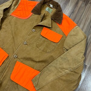Medium Vintage 70s JC Penney Orange & Beige Tan Canvas Hunting