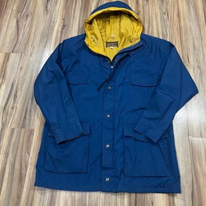 2XL Vintage 80s Eddie Bauer Parka Jacket w/ Hood Men’s Blue/ Yellow