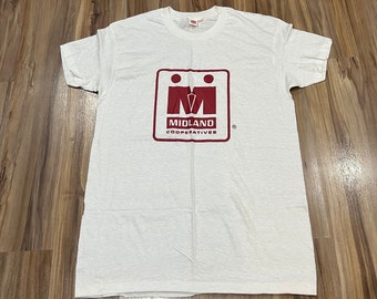 Large Vintage 70s Midland Co-Op Farming T Shirt Hanes Graphic USA Made Deadstock No Wash