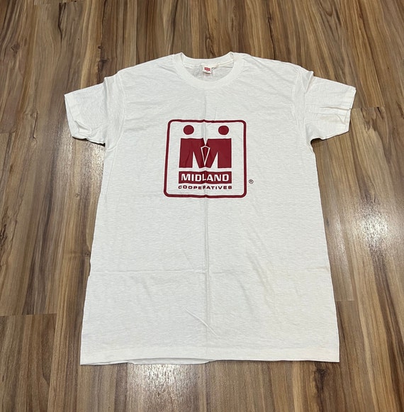 Large Vintage 70s Midland Co-op Farming T Shirt Hanes Graphic USA