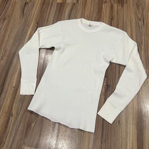 XS Vintage 70s Hanes Thermal Waffle Long John Sleeve Shirt Small USA Made