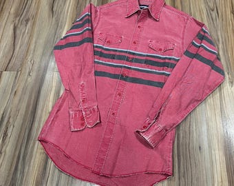 Vintage Wrangler Western Shirt Snap L 90s Mens Long Sleeve Blue