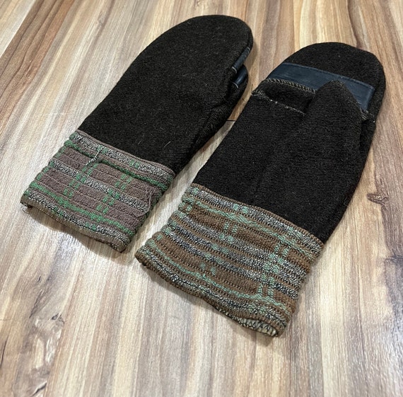 Adult Size Vintage 1930s Wool Chopper Mittens USA… - image 3